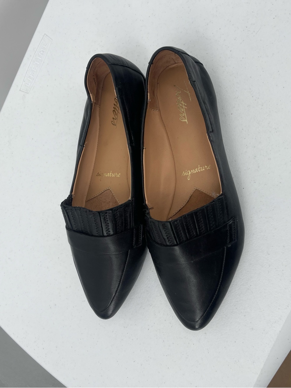Trotters black leather slip on loafer flats